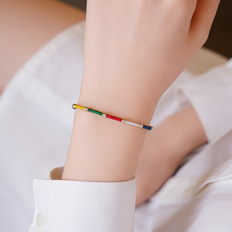 Nimara Ritual Handmade Five Color Wind Horse Prayer Flag Protection Bracelet