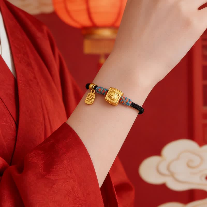 Nimara Ritual Handmade Red String Chinese Zodiac Luck Fu Charm Bracelet