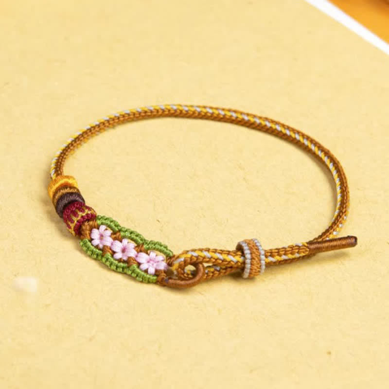 Nimara Ritual Hand-Woven Floral Chinese Knotting Fortune Adjustable Cord Bracelet