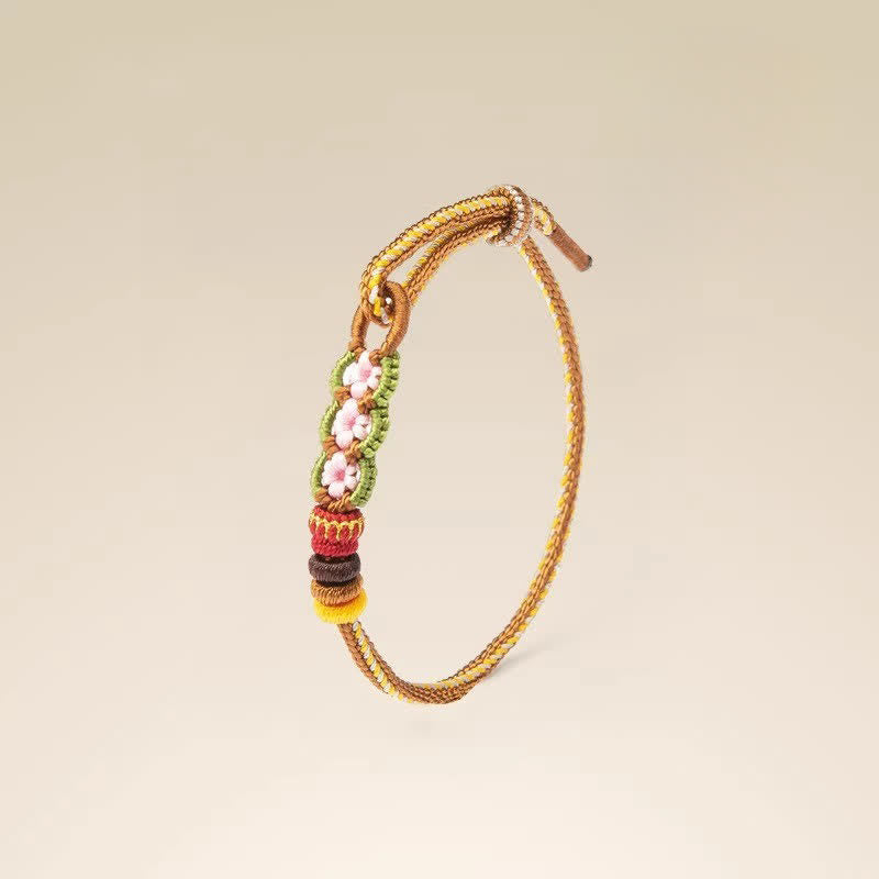 Nimara Ritual Hand-Woven Floral Chinese Knotting Fortune Adjustable Cord Bracelet