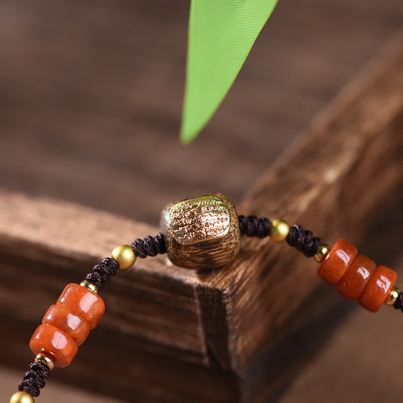 Nimara Ritual Hand-Woven Red Sandalwood Blessing Braided Tassel Bracelet