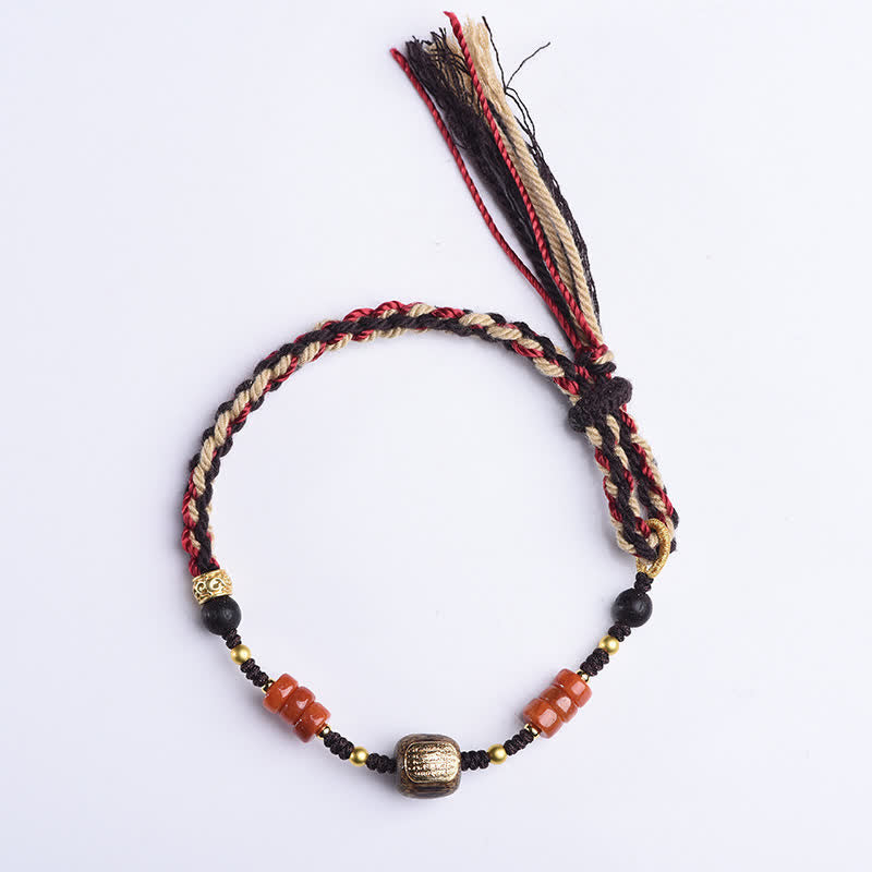 Nimara Ritual Hand-Woven Red Sandalwood Blessing Braided Tassel Bracelet