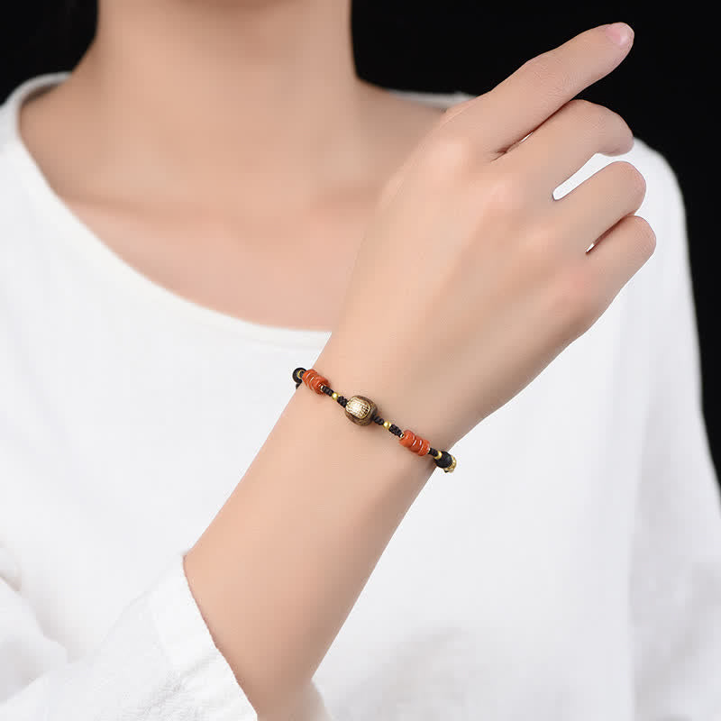 Nimara Ritual Hand-Woven Red Sandalwood Blessing Braided Tassel Bracelet