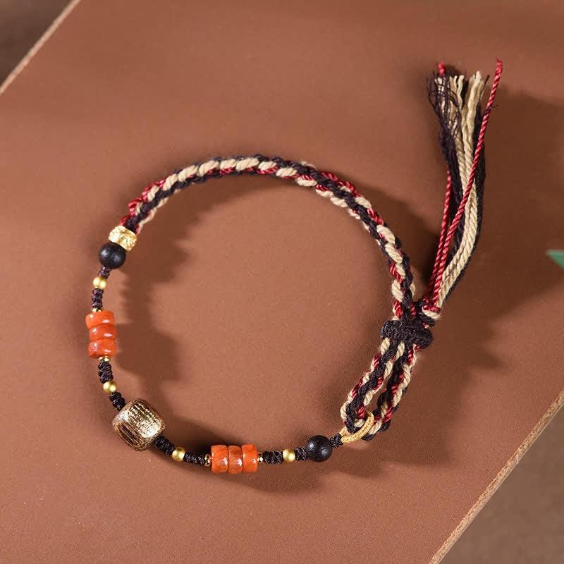Nimara Ritual Hand-Woven Red Sandalwood Blessing Braided Tassel Bracelet