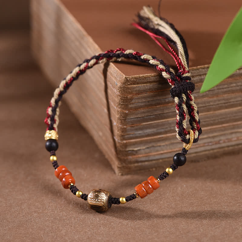 Nimara Ritual Hand-Woven Red Sandalwood Blessing Braided Tassel Bracelet