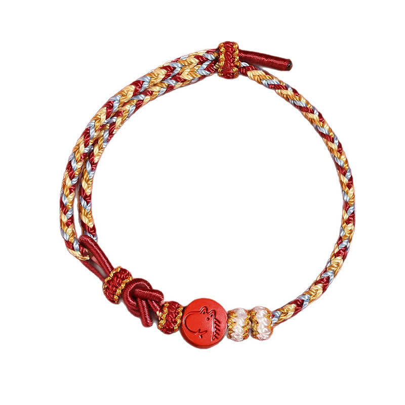 Blessing and Concentration Cinnabar Chinese Zodiac Hand-Woven Red String Bracelet