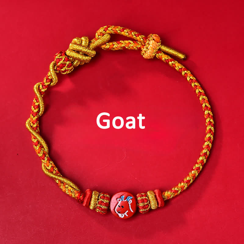 Nimara Ritual Cinnabar Chinese Zodiac Blessing Hand-Woven Red String Bracelet