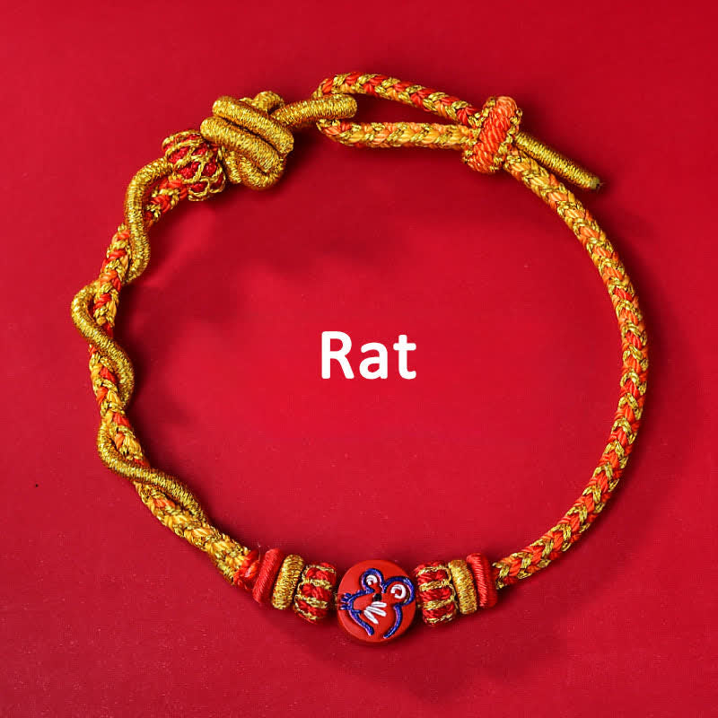 Nimara Ritual Cinnabar Chinese Zodiac Blessing Hand-Woven Red String Bracelet