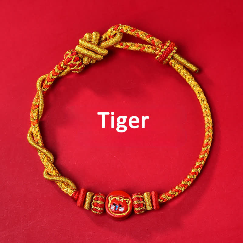 Nimara Ritual Cinnabar Chinese Zodiac Blessing Hand-Woven Red String Bracelet