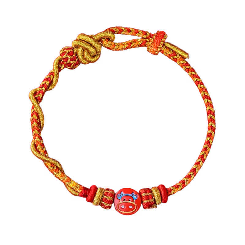 Nimara Ritual Cinnabar Chinese Zodiac Blessing Hand-Woven Red String Bracelet