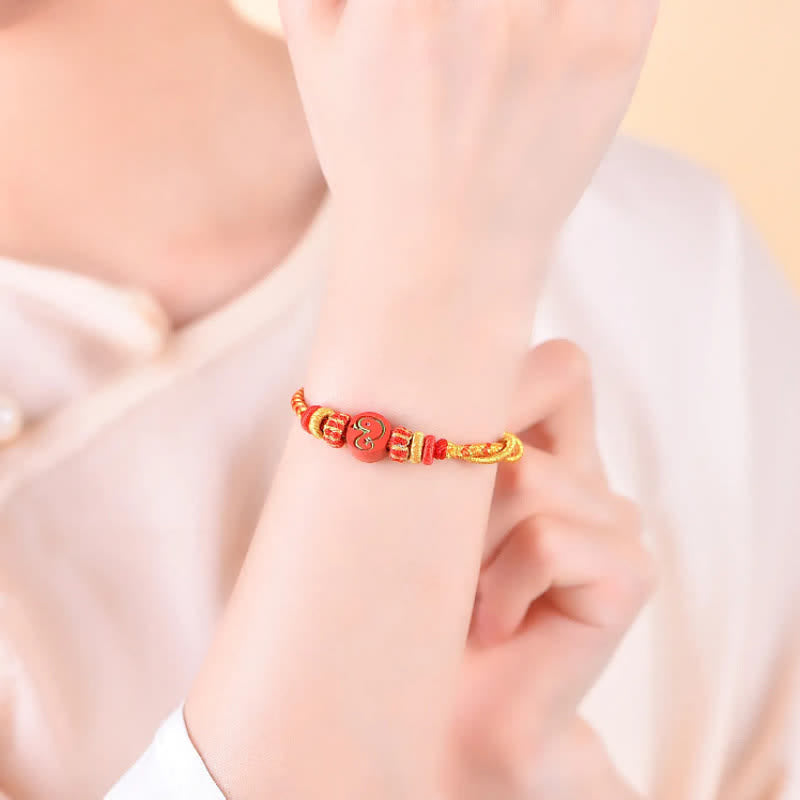 Nimara Ritual Cinnabar Chinese Zodiac Blessing Hand-Woven Red String Bracelet