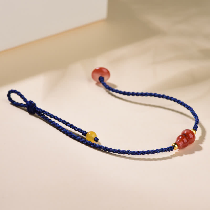 Nimara Ritual South Red Agate Gourd Positive Hand-Woven Blue String Bracelet