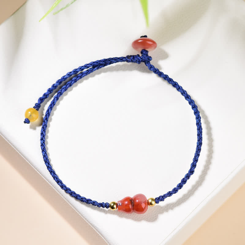 Nimara Ritual South Red Agate Gourd Positive Hand-Woven Blue String Bracelet