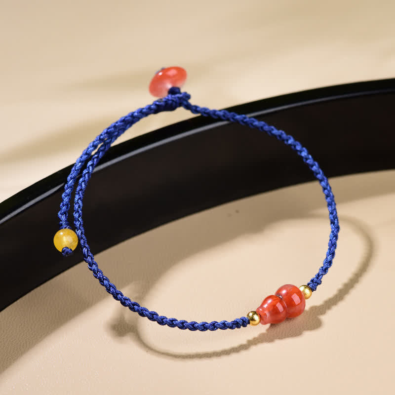 Nimara Ritual South Red Agate Gourd Positive Hand-Woven Blue String Bracelet