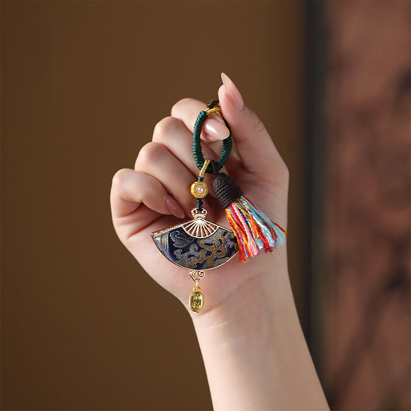 Nimara Ritual Song Brocade Fan Blessing Keychain