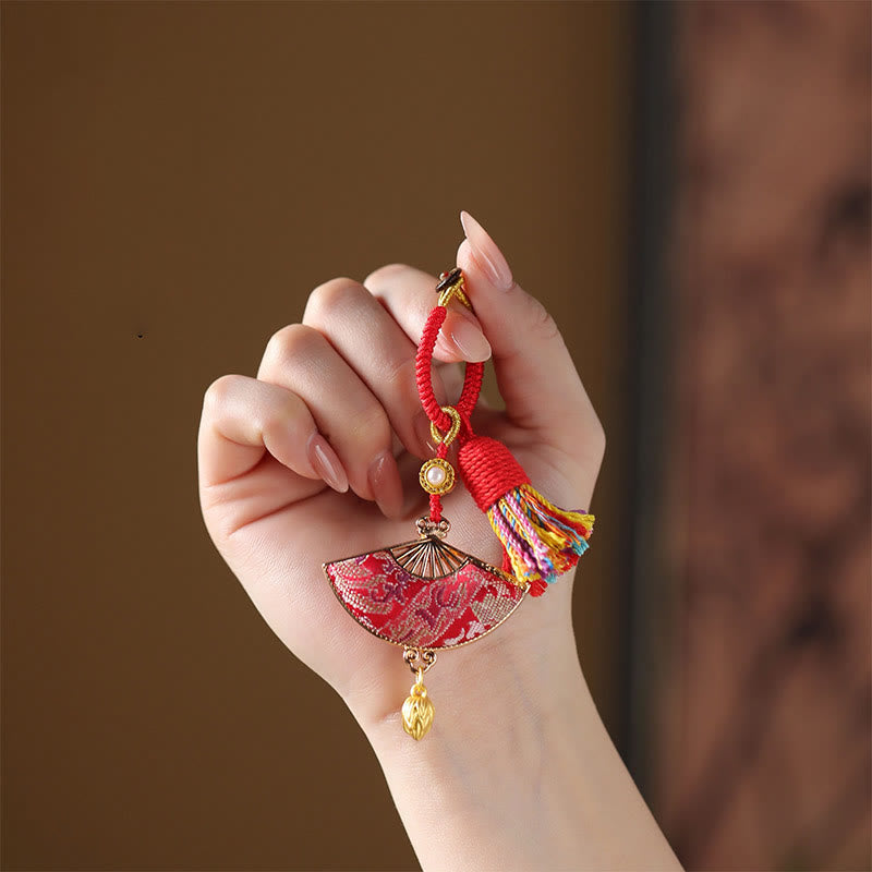 Nimara Ritual Song Brocade Fan Blessing Keychain