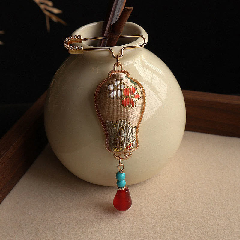 Nimara Ritual Song Brocade Vase Design Elegant Brooch