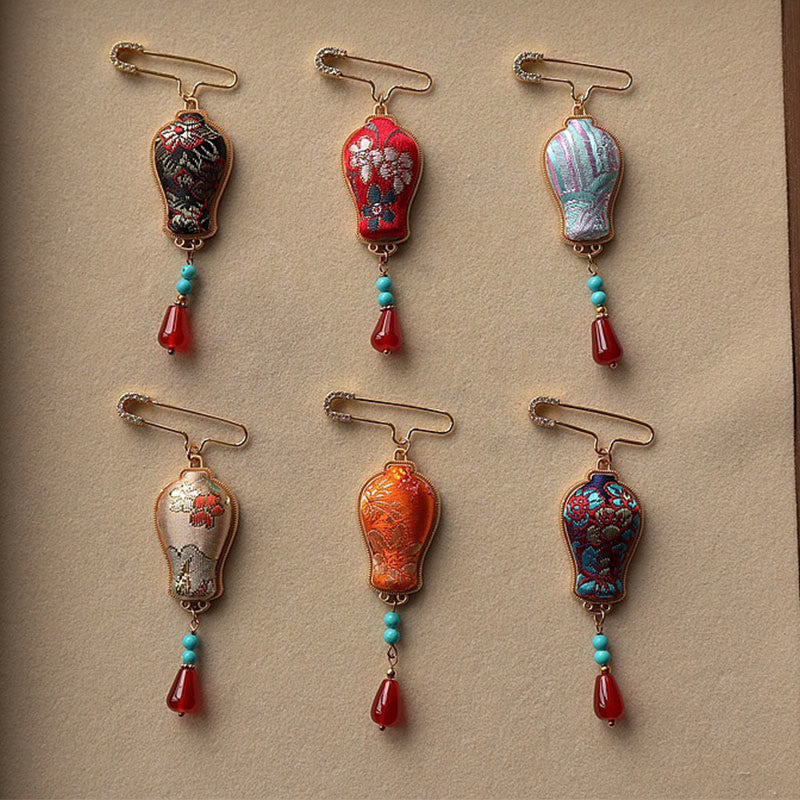 Nimara Ritual Song Brocade Vase Design Elegant Brooch