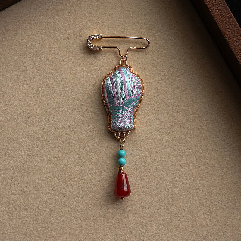 Nimara Ritual Song Brocade Vase Design Elegant Brooch