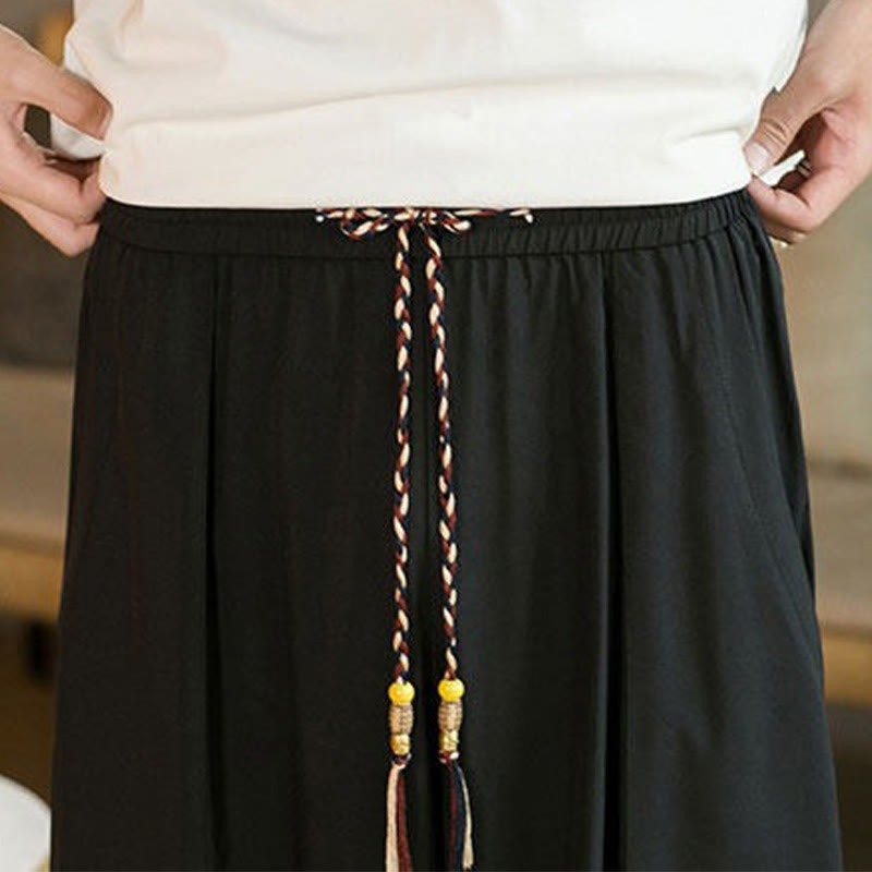 Nimara Ritual Summer Casual Vintage Drawstring Solid Ankle Length Pants Men's Harem Pants With Pockets