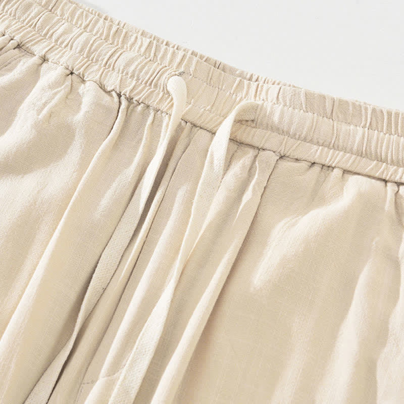 Nimara Ritual Summer Casual Vintage Drawstring Solid Long Pants Men's Tapered Pants With Pockets