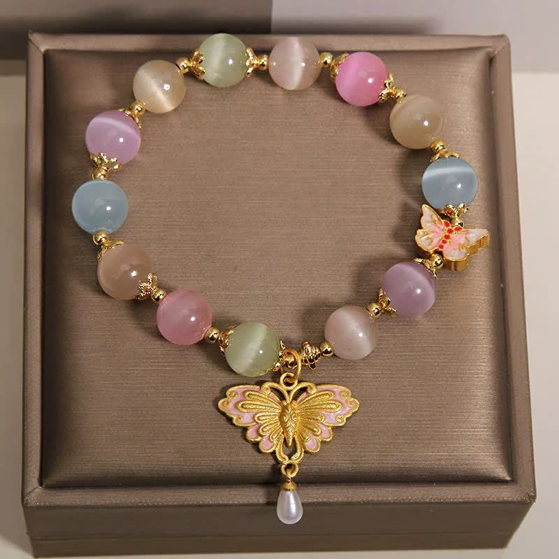 Nimara Ritual Multicolor Cat's Eye Butterfly Love Beaded Bracelet