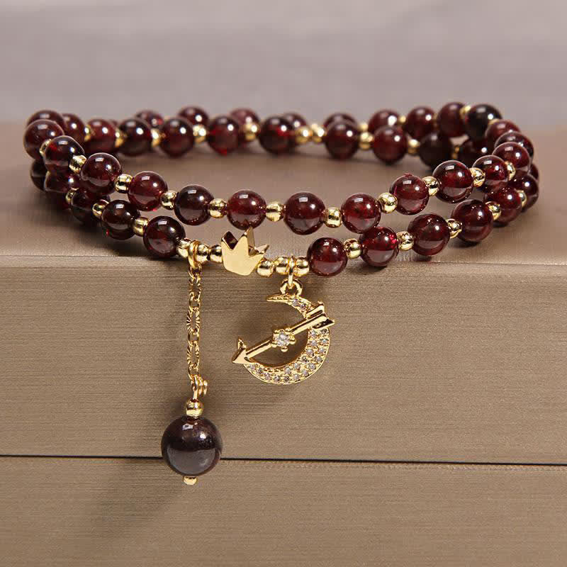 Purification and Protection Moon & Crown Double Wrap Beaded Bracelet