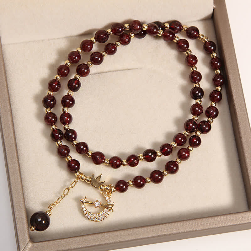 Purification and Protection Moon & Crown Double Wrap Beaded Bracelet