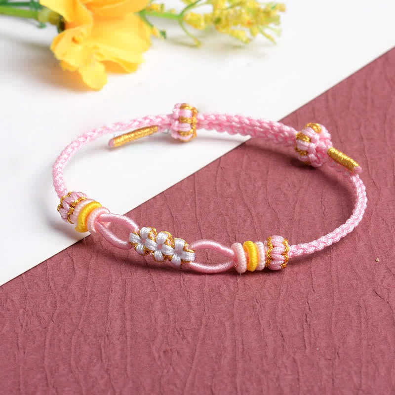 Nimara Ritual Handmade Peach Blossom Knot Adjustable String Luck Bracelet