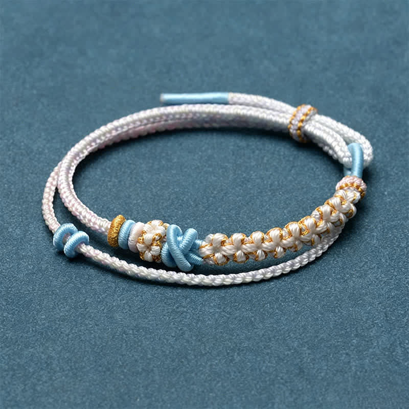 Nimara Ritual Hand-Woven String Peach Blossom Knotting Connection Double Layer Bracelet