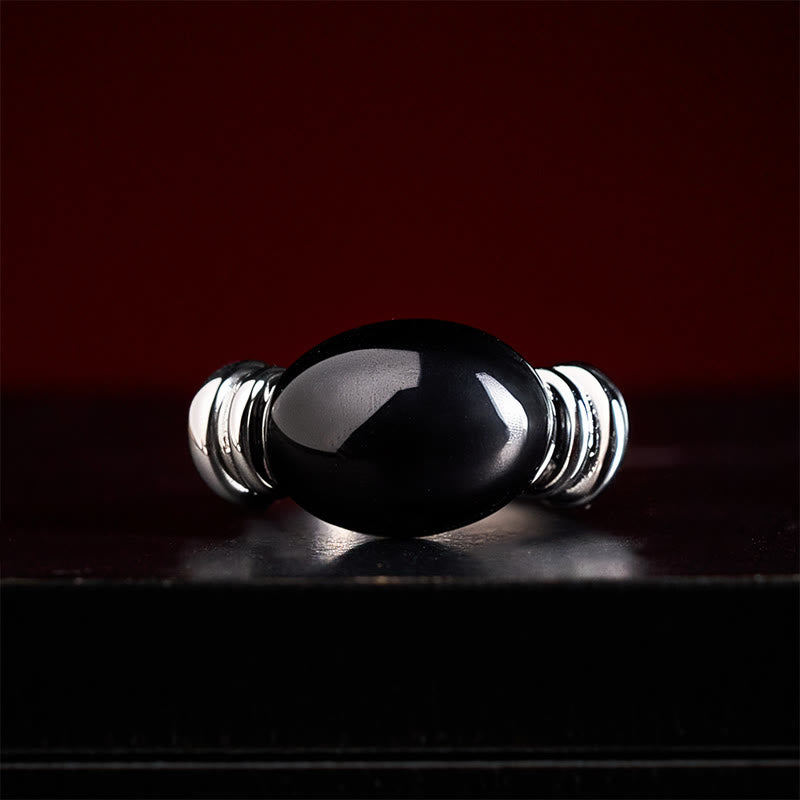 Nimara Ritual Oval Pattern Hematite Support Adjustable Ring