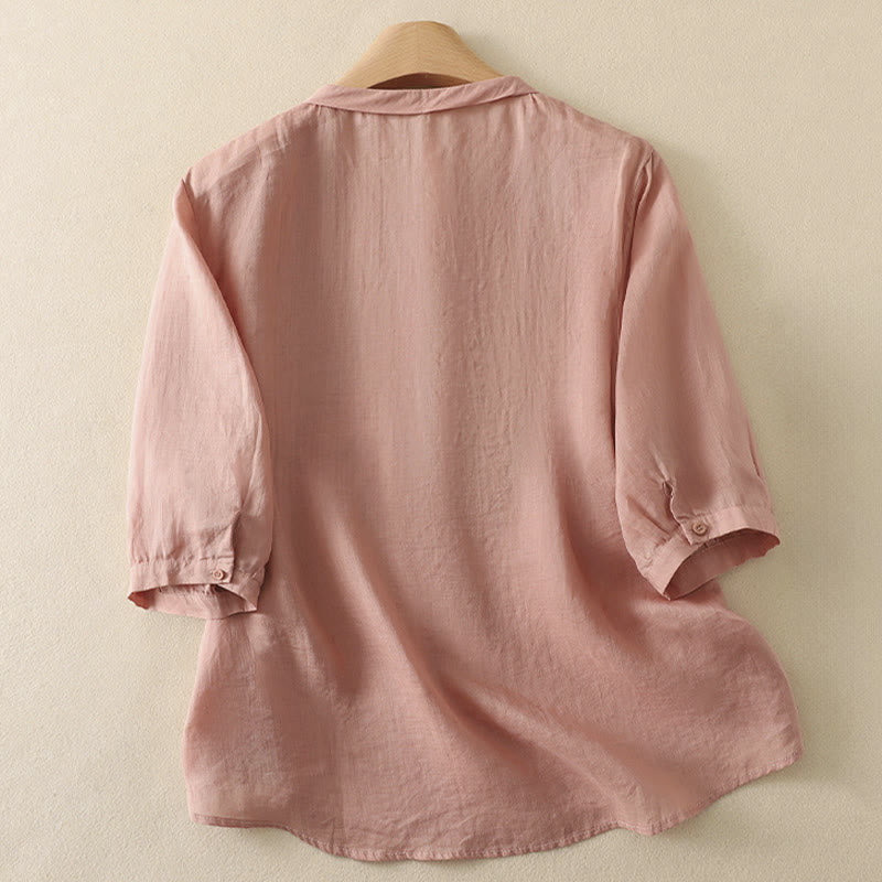 Nimara Ritual Summer Vintage Embroidery Floral Women's Elbow-Length Sleeve Shirts