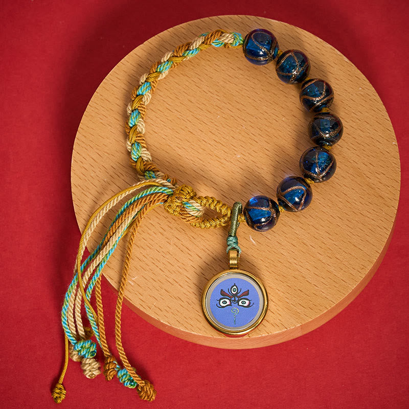 Nimara Ritual Tibetan Liuli Glass Bead Five Directions Gods Of Wealth Buddha Eye Blessing String Bracelet