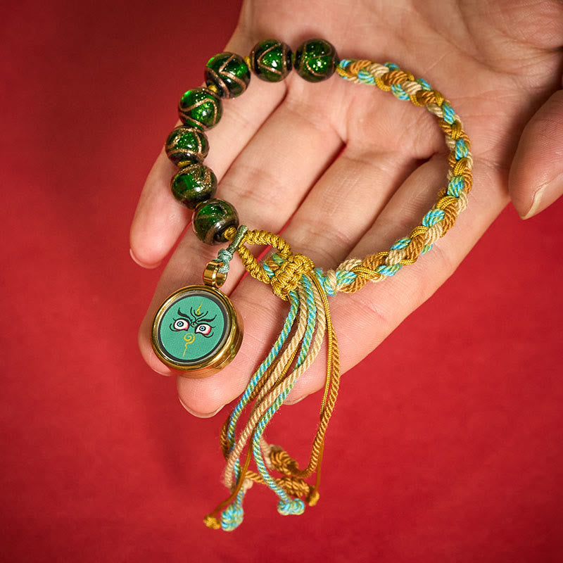 Nimara Ritual Tibetan Liuli Glass Bead Five Directions Gods Of Wealth Buddha Eye Blessing String Bracelet