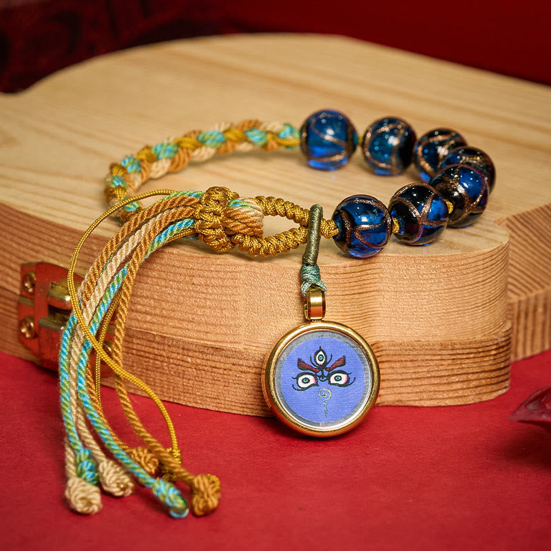 Nimara Ritual Tibetan Liuli Glass Bead Five Directions Gods Of Wealth Buddha Eye Blessing String Bracelet