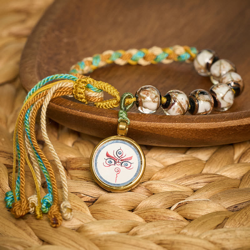 Nimara Ritual Tibetan Liuli Glass Bead Five Directions Gods Of Wealth Buddha Eye Blessing String Bracelet