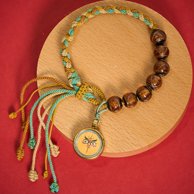 Nimara Ritual Tibetan Liuli Glass Bead Five Directions Gods Of Wealth Buddha Eye Blessing String Bracelet