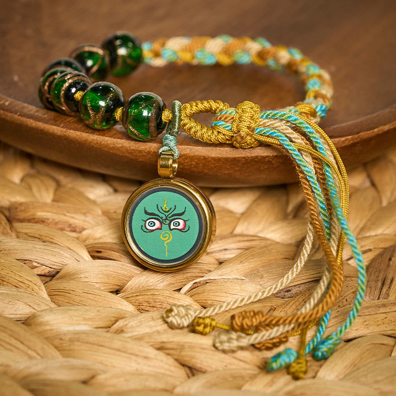 Nimara Ritual Tibetan Liuli Glass Bead Five Directions Gods Of Wealth Buddha Eye Blessing String Bracelet