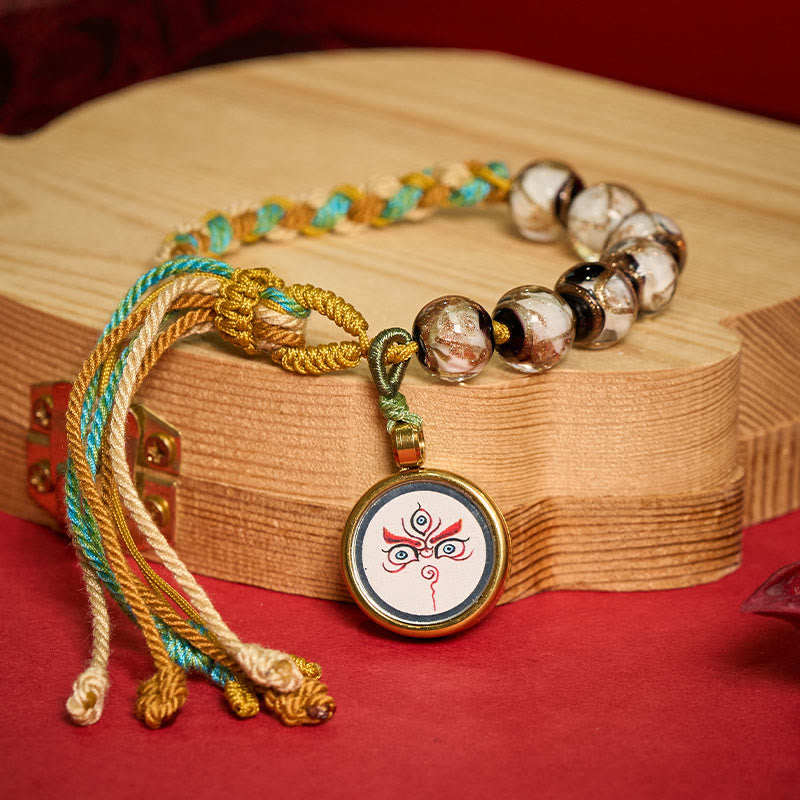 Nimara Ritual Tibetan Liuli Glass Bead Five Directions Gods Of Wealth Buddha Eye Blessing String Bracelet