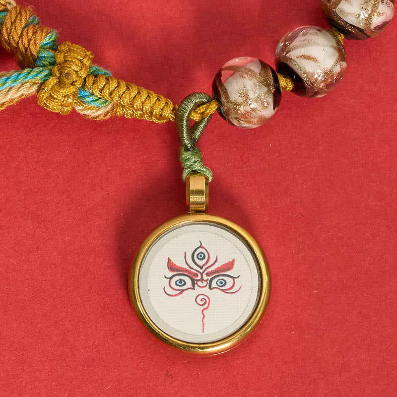 Nimara Ritual Tibetan Liuli Glass Bead Five Directions Gods Of Wealth Buddha Eye Blessing String Bracelet