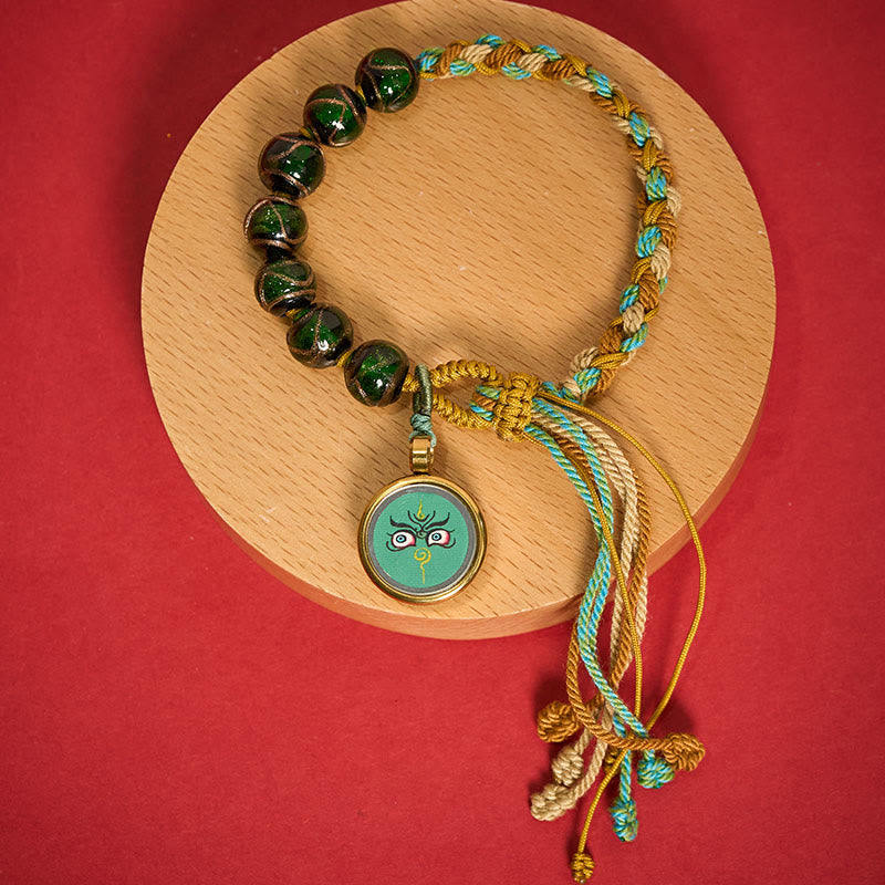Nimara Ritual Tibetan Liuli Glass Bead Five Directions Gods Of Wealth Buddha Eye Blessing String Bracelet