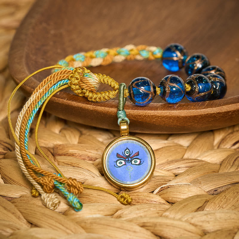 Nimara Ritual Tibetan Liuli Glass Bead Five Directions Gods Of Wealth Buddha Eye Blessing String Bracelet