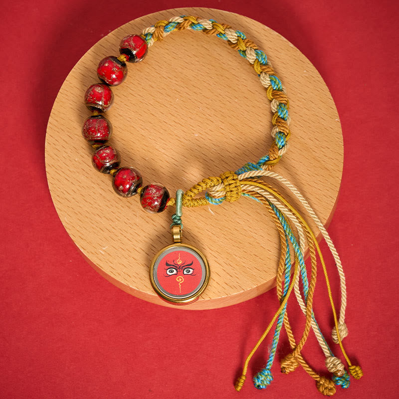 Nimara Ritual Tibetan Liuli Glass Bead Five Directions Gods Of Wealth Buddha Eye Blessing String Bracelet