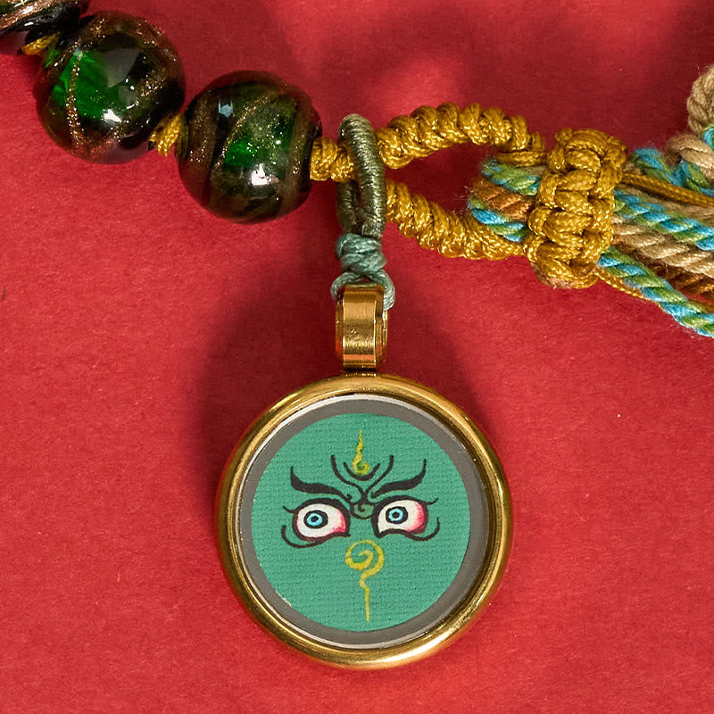 Nimara Ritual Tibetan Liuli Glass Bead Five Directions Gods Of Wealth Buddha Eye Blessing String Bracelet