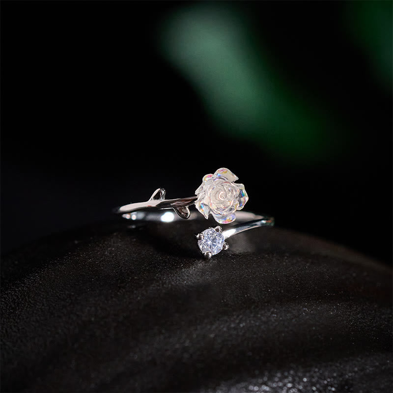 Nimara Ritual 999 Sterling Silver Zircon Flower Adjustable Protection Ring