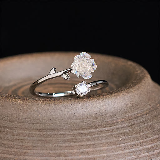 Nimara Ritual 999 Sterling Silver Zircon Flower Adjustable Protection Ring