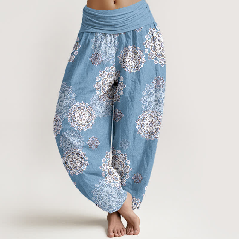 Nimara Ritual Pure Cotton Various Mandala Floral Pattern Women's Elastic Waist Harem Pants