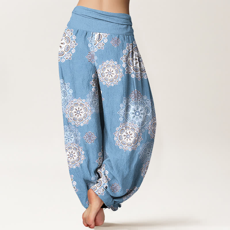 Nimara Ritual Pure Cotton Various Mandala Floral Pattern Women's Elastic Waist Harem Pants