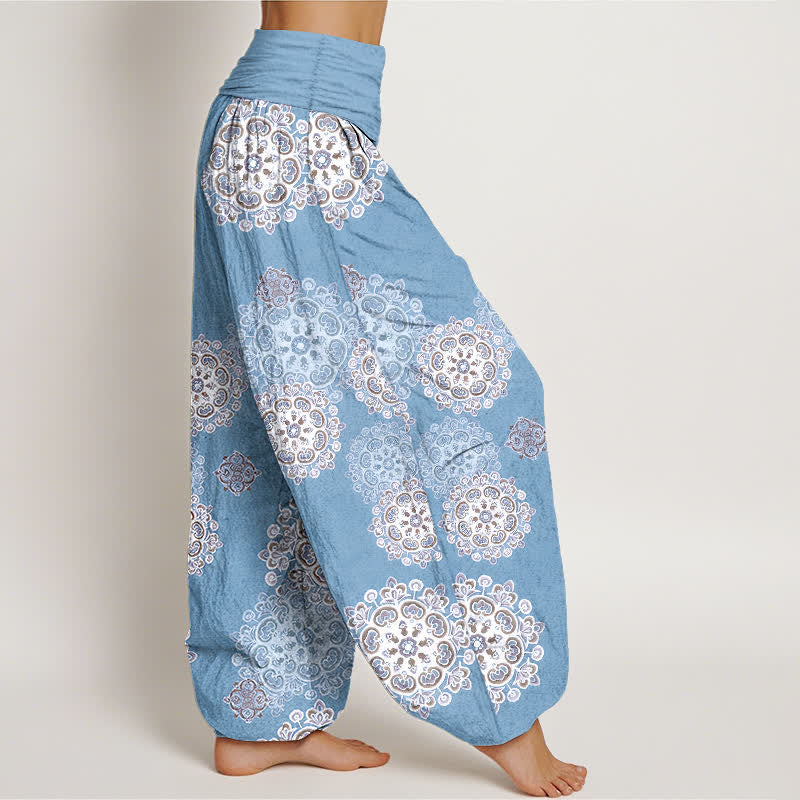 Nimara Ritual Pure Cotton Various Mandala Floral Pattern Women's Elastic Waist Harem Pants