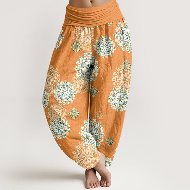 Nimara Ritual Pure Cotton Various Mandala Floral Pattern Women's Elastic Waist Harem Pants
